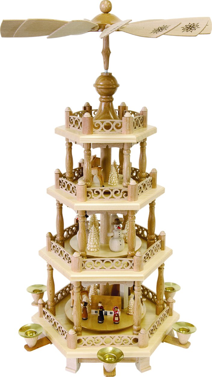 RGL - 16799 - Glässer Volkskunst 'Pyramide Kirchdorf 3 - stöckig, Barockzaun' 57cm
