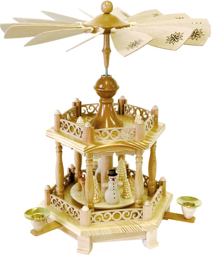 RGL - 16797 - Glässer Volkskunst 'Pyramide Schneemänner 1 - stöckig, Barockzaun' 38cm