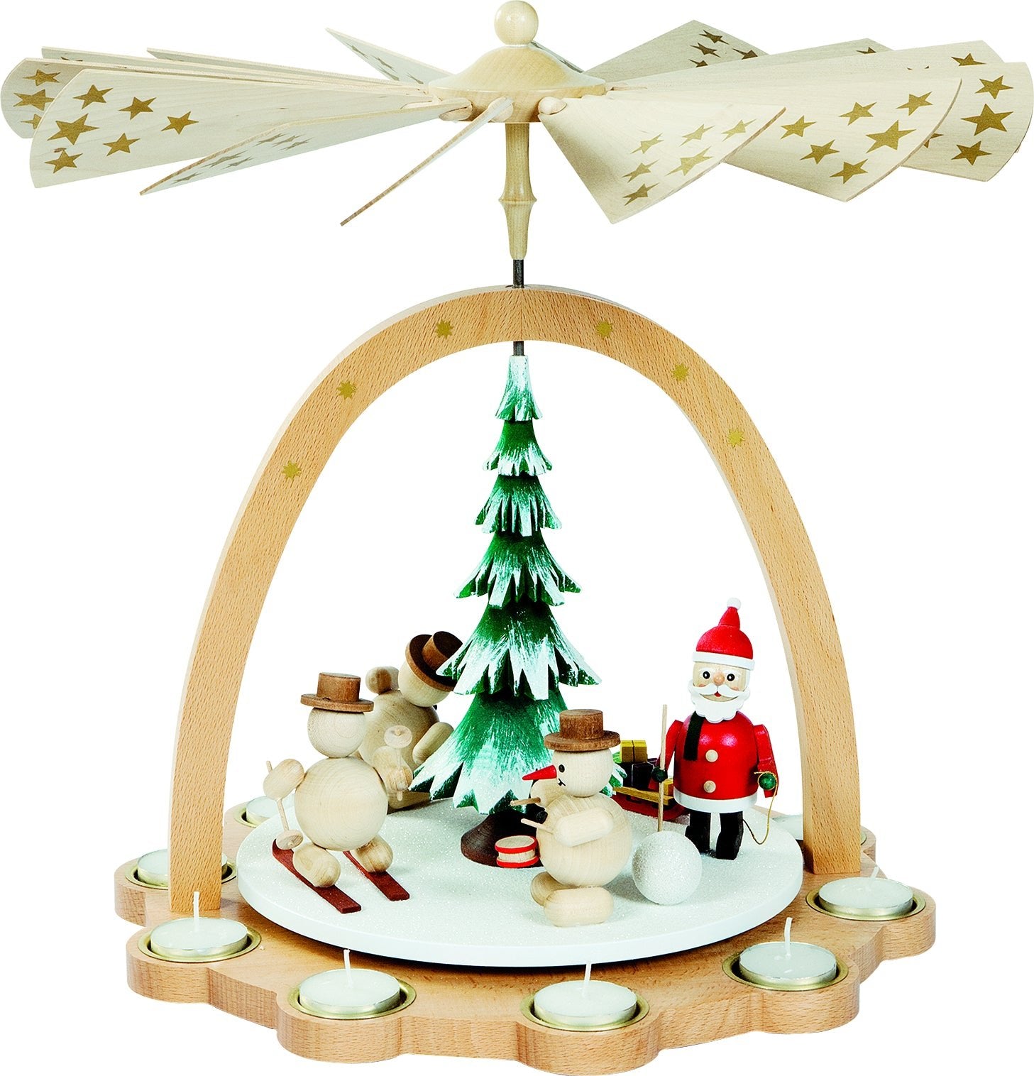 RGL - 16271 - Glässer Volkskunst 'Pyramide Schneemänner, für Teelichter' 40cm