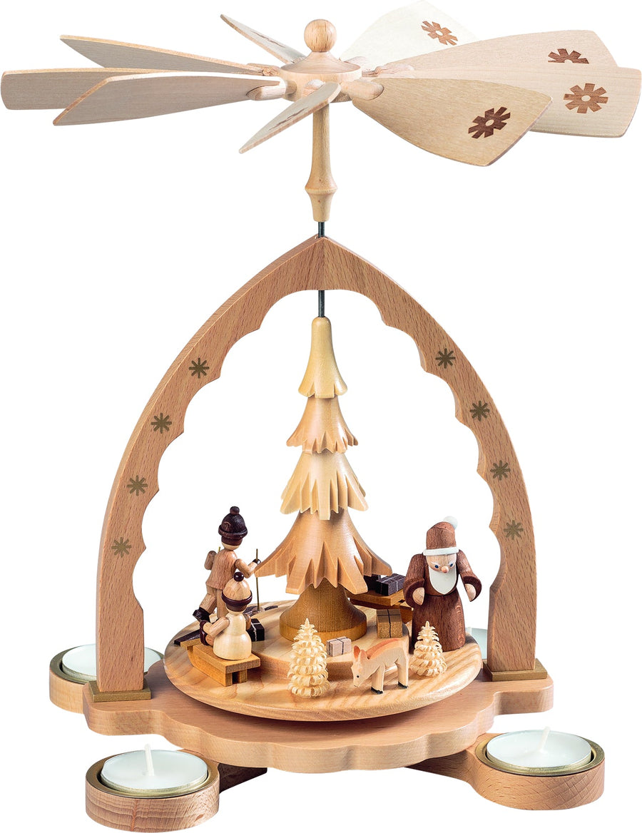 Glässer Volkskunst 'Pyramide Weihnachtswald natur für Teelichte'-RGL-16082