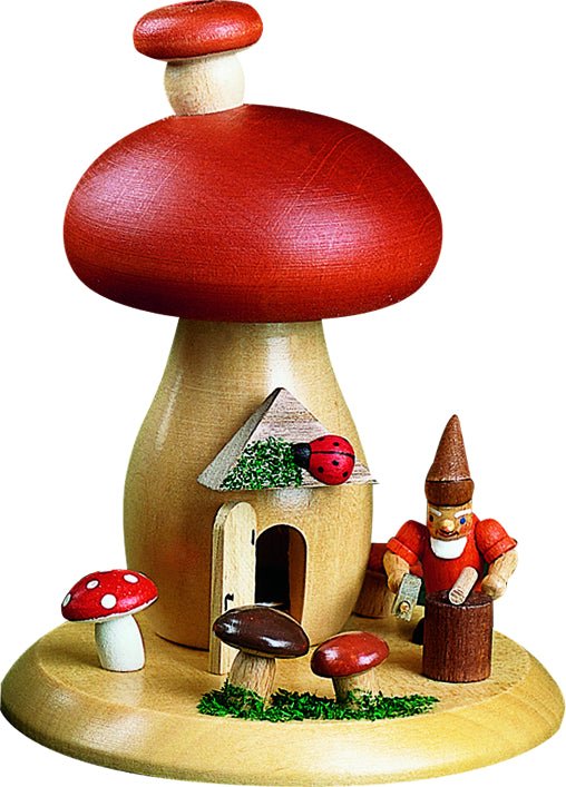 RGL - 26303 - Glässer Volkskunst 'Räucherpilz Zwerg mit Hammer' 13cm