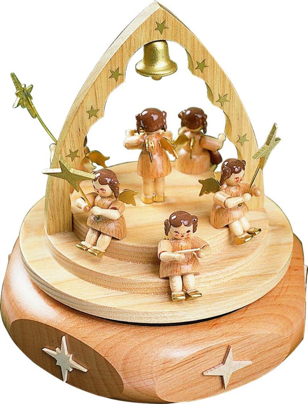 RGL - 85141 - Glässer Volkskunst 'Spieldose Engelkonzert natur 22st. Spielwerk Stille Nacht'