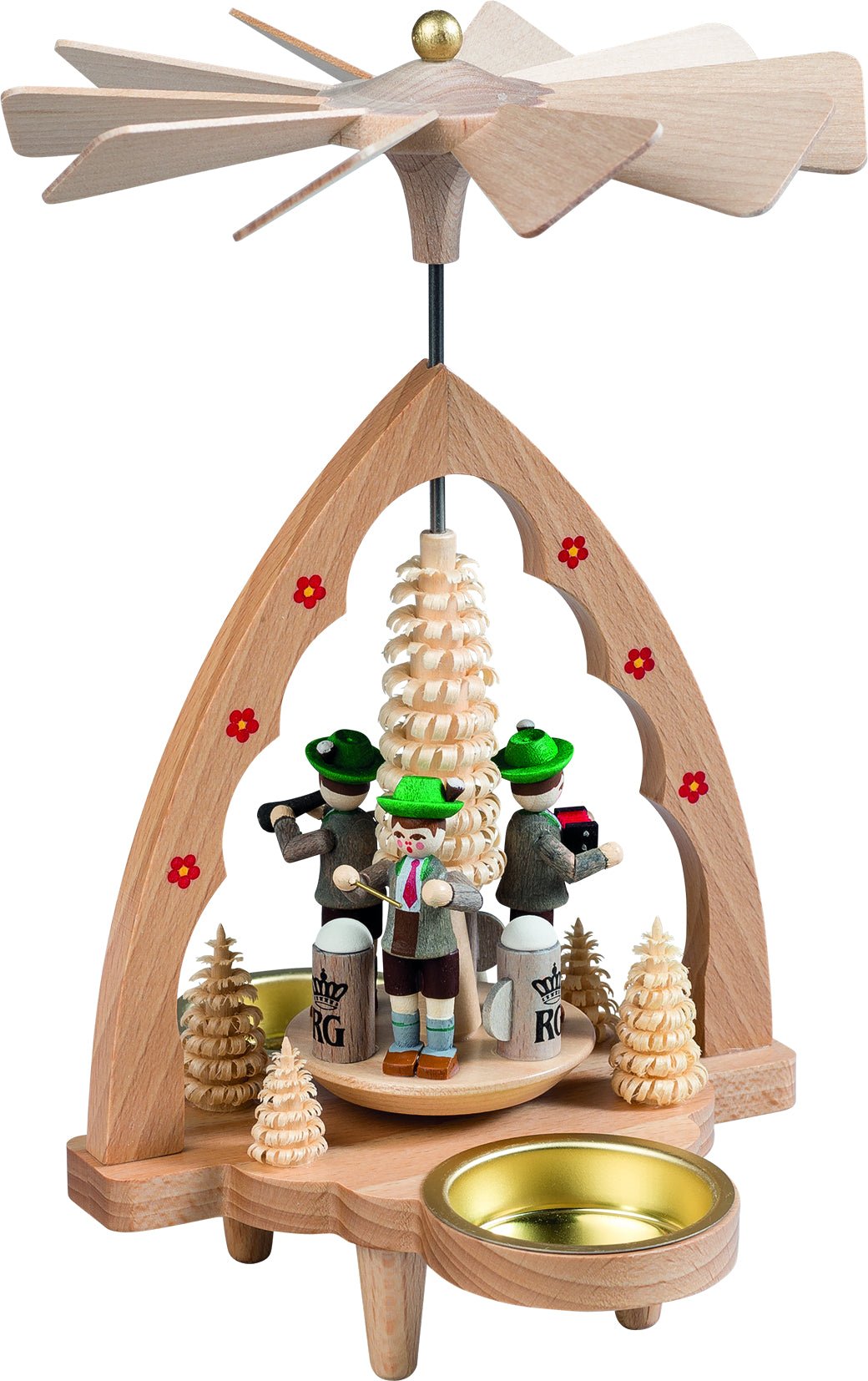 RGL - 16380 - Glässer Volkskunst 'Pyramide Bayerntrio für Teelichter' 20cm