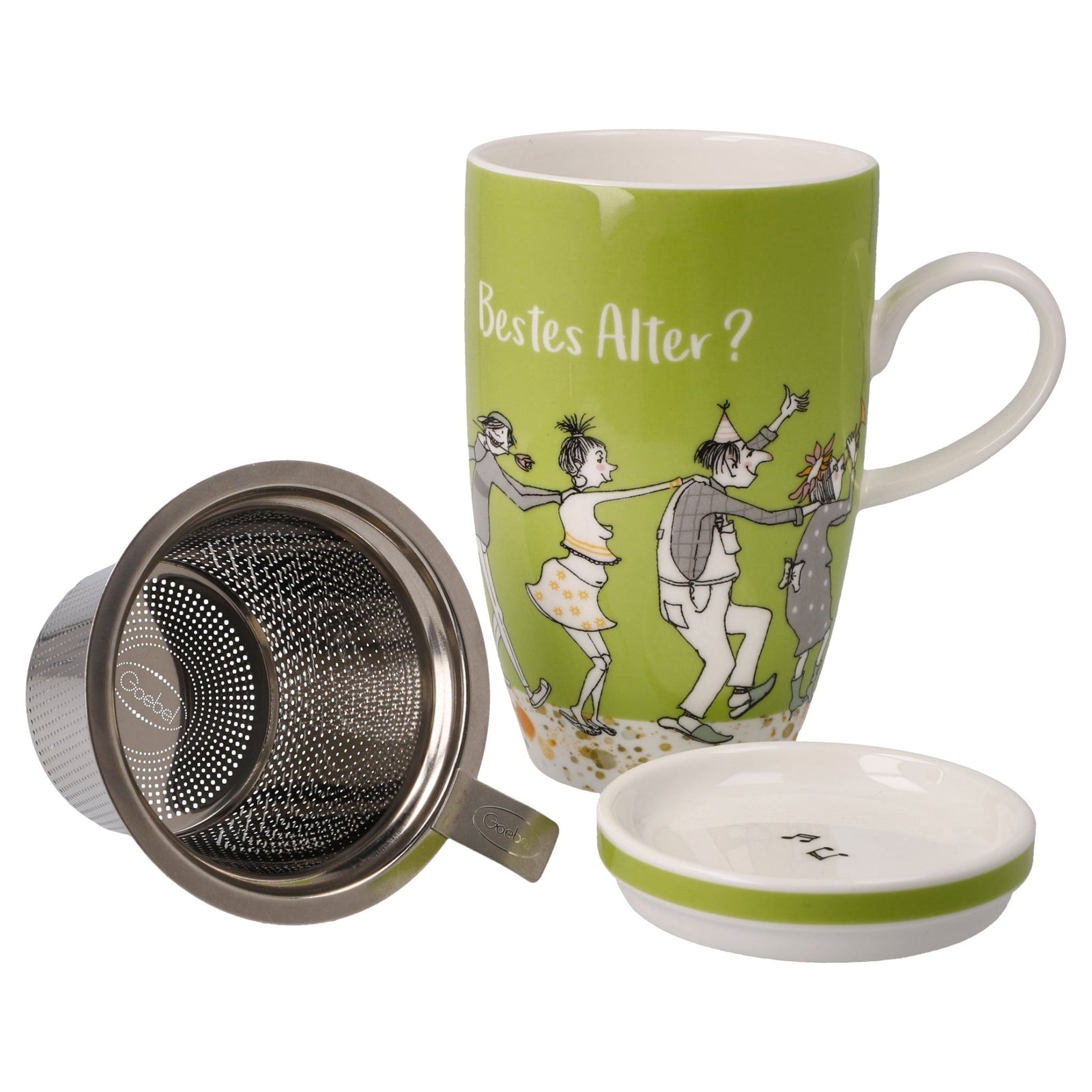 27001361 - Goebel Barbara Freundlieb Teetasse mit Deckel und Sieb 'das beste Alter' 2023