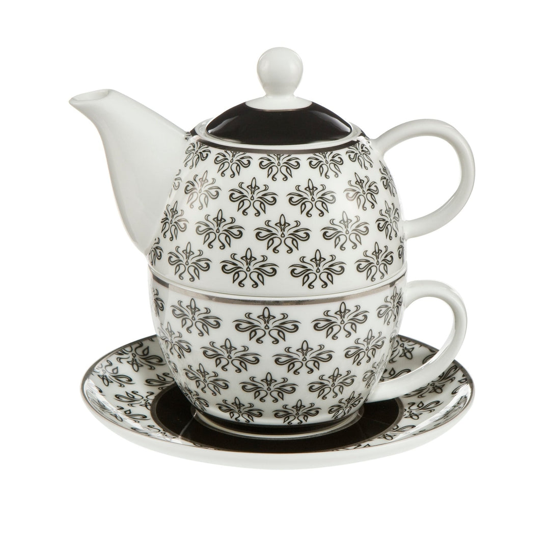 Goebel Chateau Black and White 'Floral - Tea for One'-27050661
