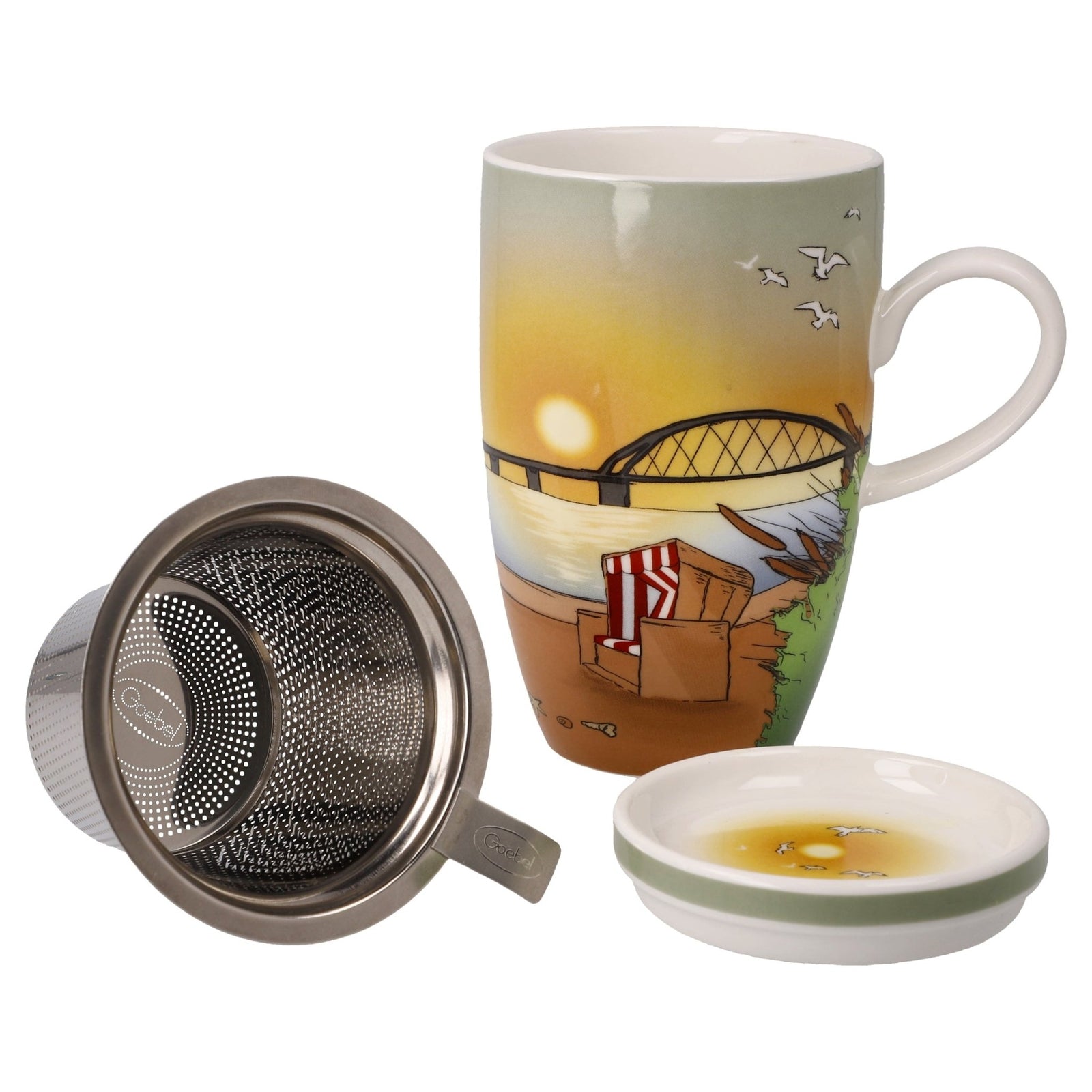 23102191 - Goebel Scandic Home Wohnaccessoires Teetasse mit Deckel und Sieb 'Seaview' 2023