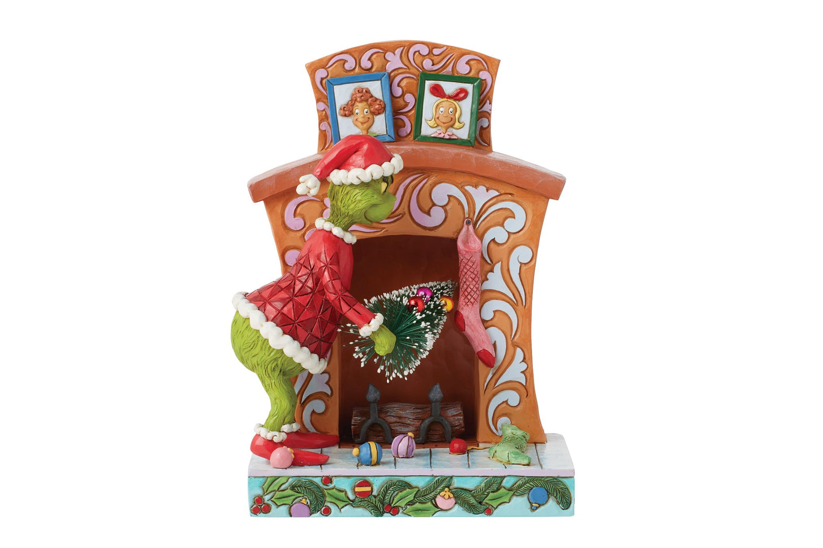 6015214 - Grinch schiebt Baum den Kamin hoch Figur - 19cm, Jim Shore 2024