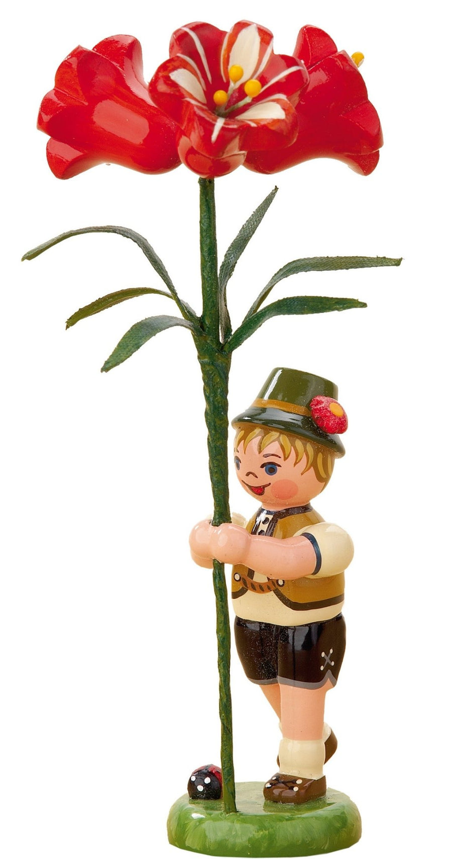 Hubrig Volkskunst 'Blumenkinder Junge mit Amaryllis - 11cm'-HUB-308h0010