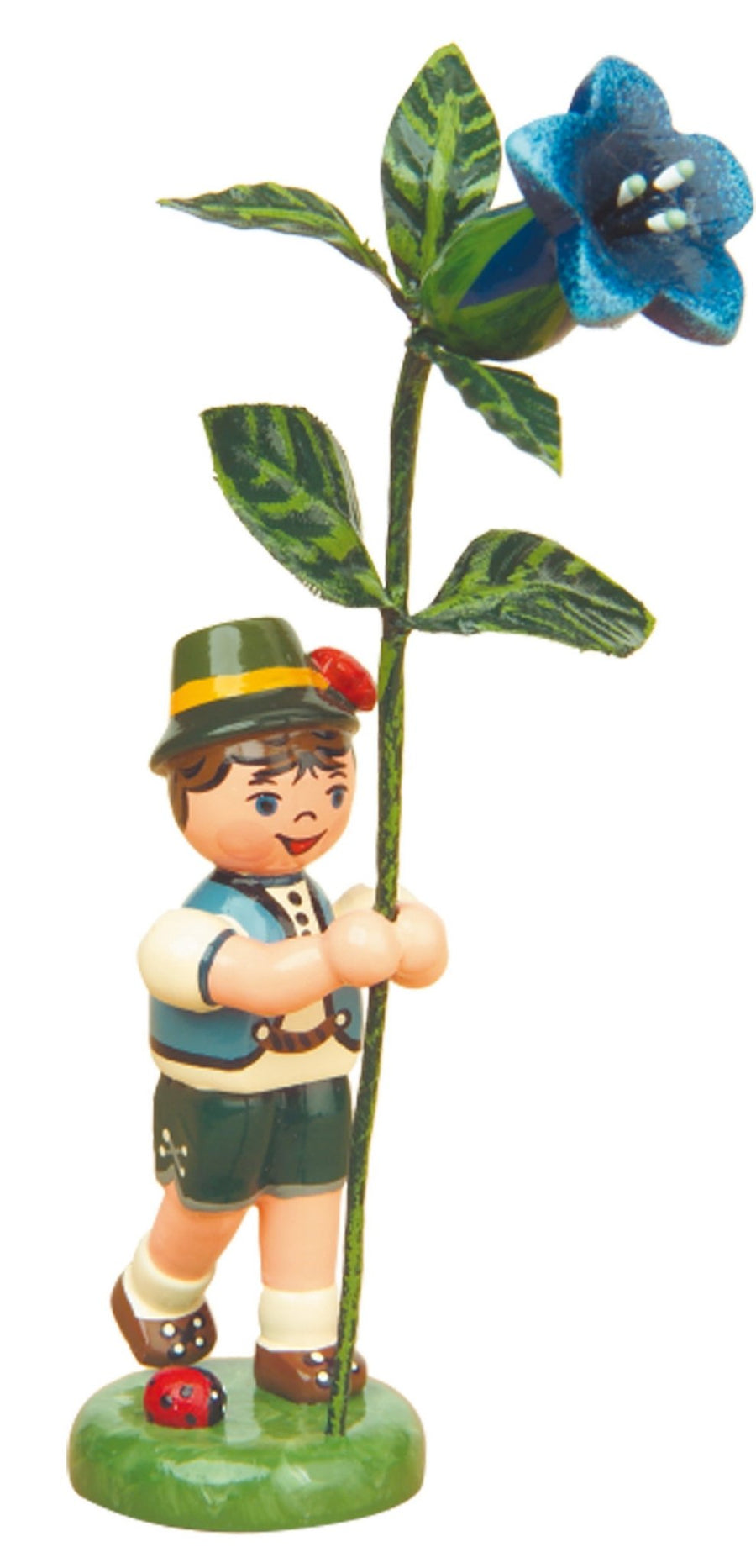 Hubrig Volkskunst 'Blumenkinder Junge mit Enzian - 11cm'-HUB-308h0005