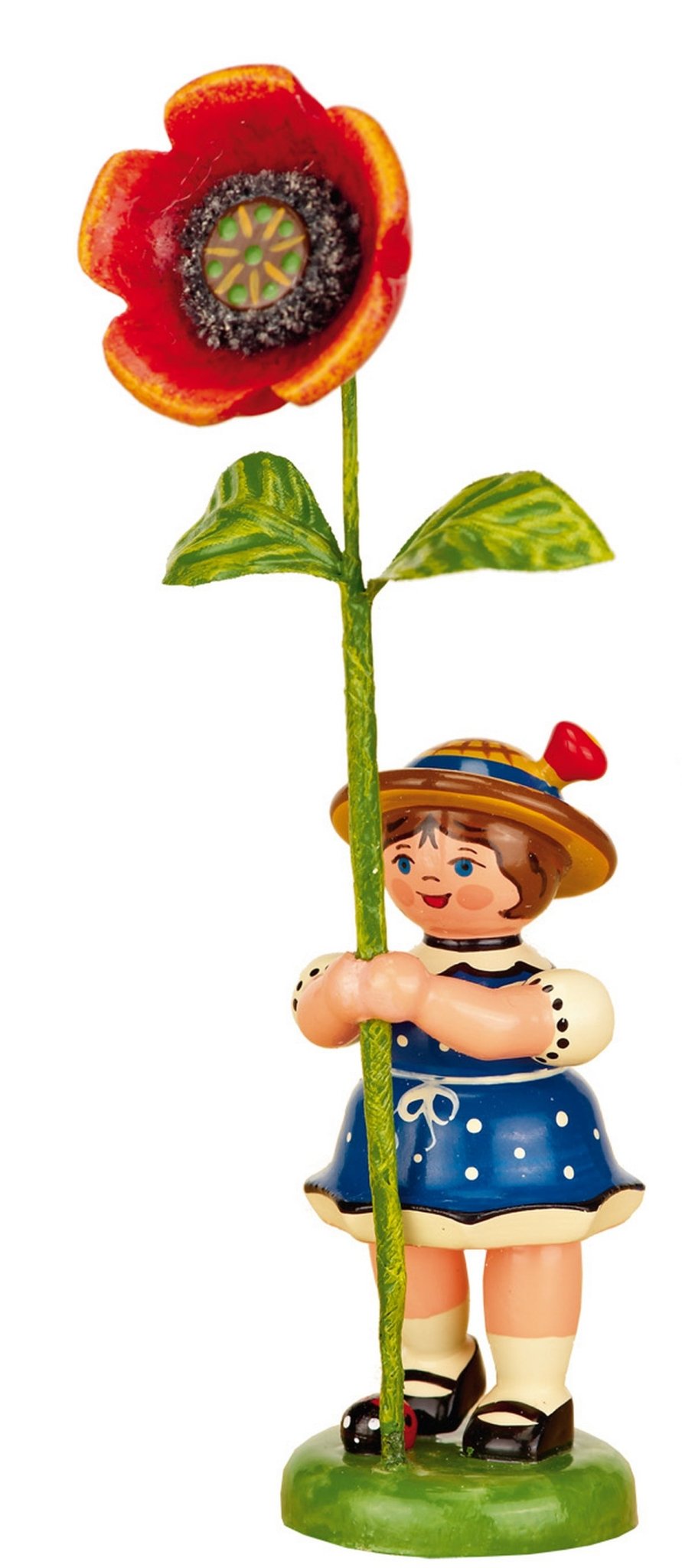 HUB - 307h0051 - Hubrig Volkskunst 'Blumenkinder Mädchen mit Mohnblume - 11cm'