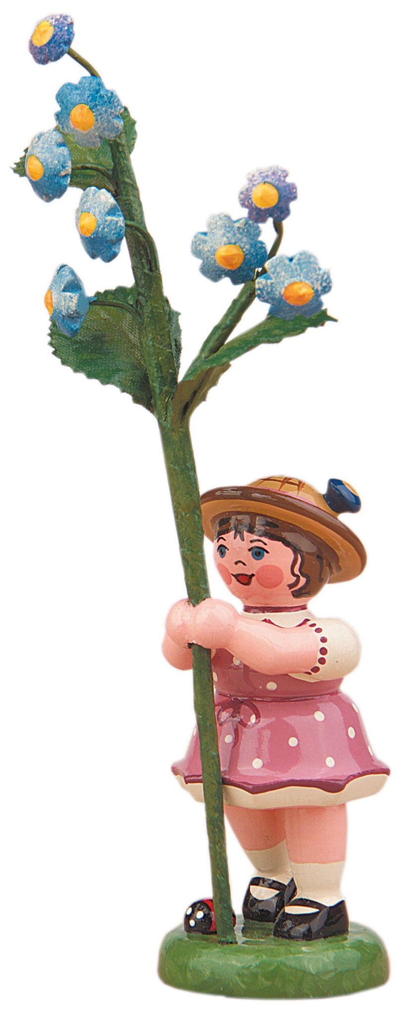 Hubrig Volkskunst 'Blumenkinder Mädchen mit Vergissmeinnicht - 11cm'-HUB-307h0056