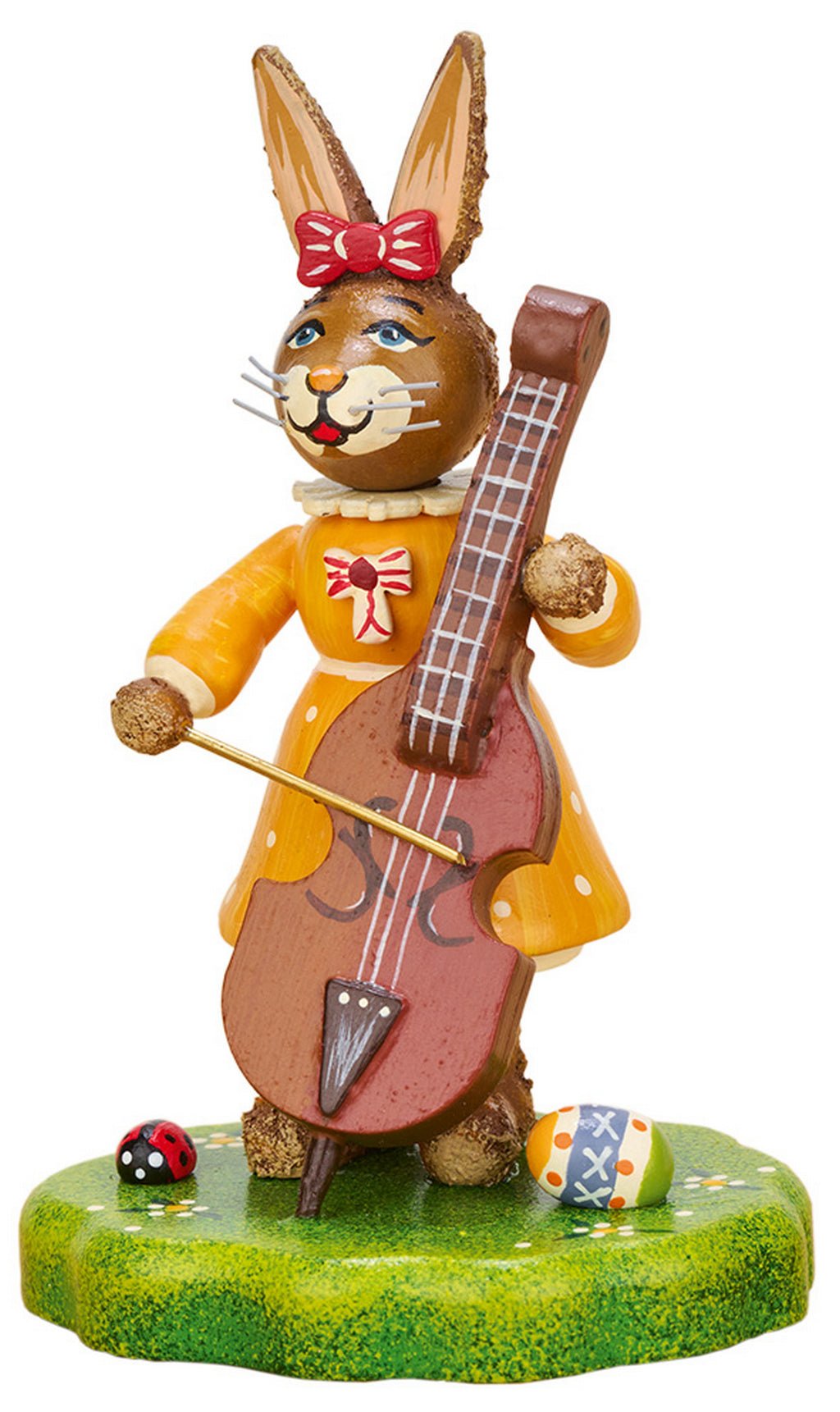 HUB - 301h0037 - Hubrig Volkskunst 'Hasenmusikant - Mädchen mit Kontrabass 9cm' 2024