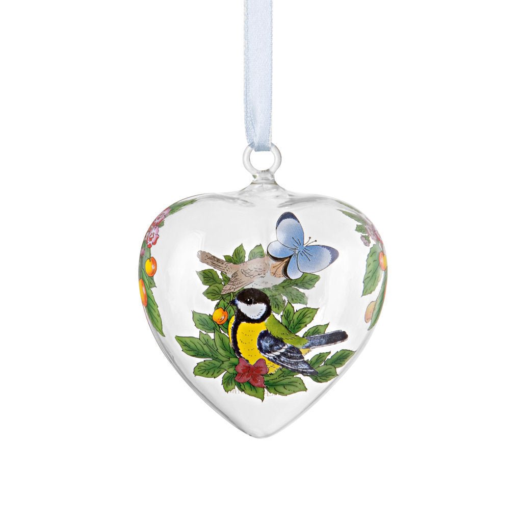 02257 - 724136 - 49695 - Hutschenreuther Ostern Jahres - GlasHerzen - Das Kristall - Herz Kohlmeise