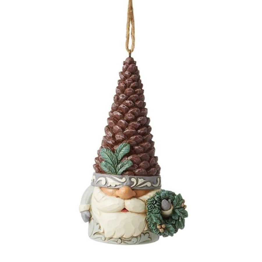 Jim Shore Figuren - Woodland Gnome Kiefernzapfen Hut Ornament - 11,5cm hoch-6012689