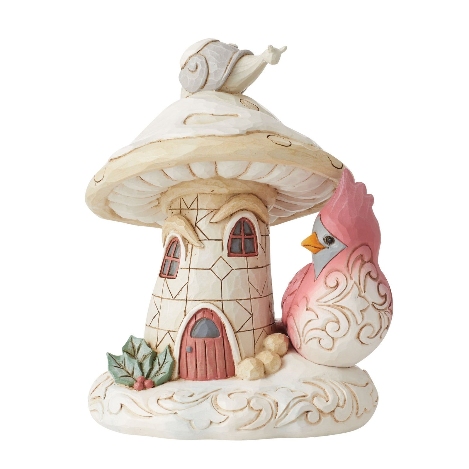6012683 - Jim Shore Figuren - Woodland Pilzhaus mit Kardinal - 18cm hoch