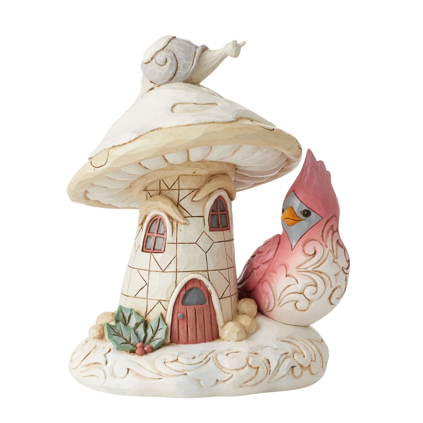 6012683 - Jim Shore Figuren - Woodland Pilzhaus mit Kardinal - 18cm hoch