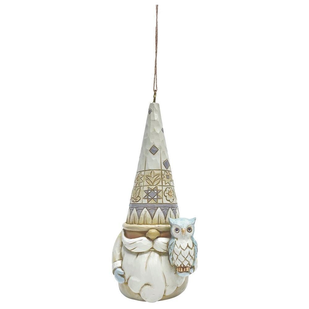 Jim Shore - Heartwood creek 'White Woodland Gnome with Owl Hanging Ornament N' 2022-6011631