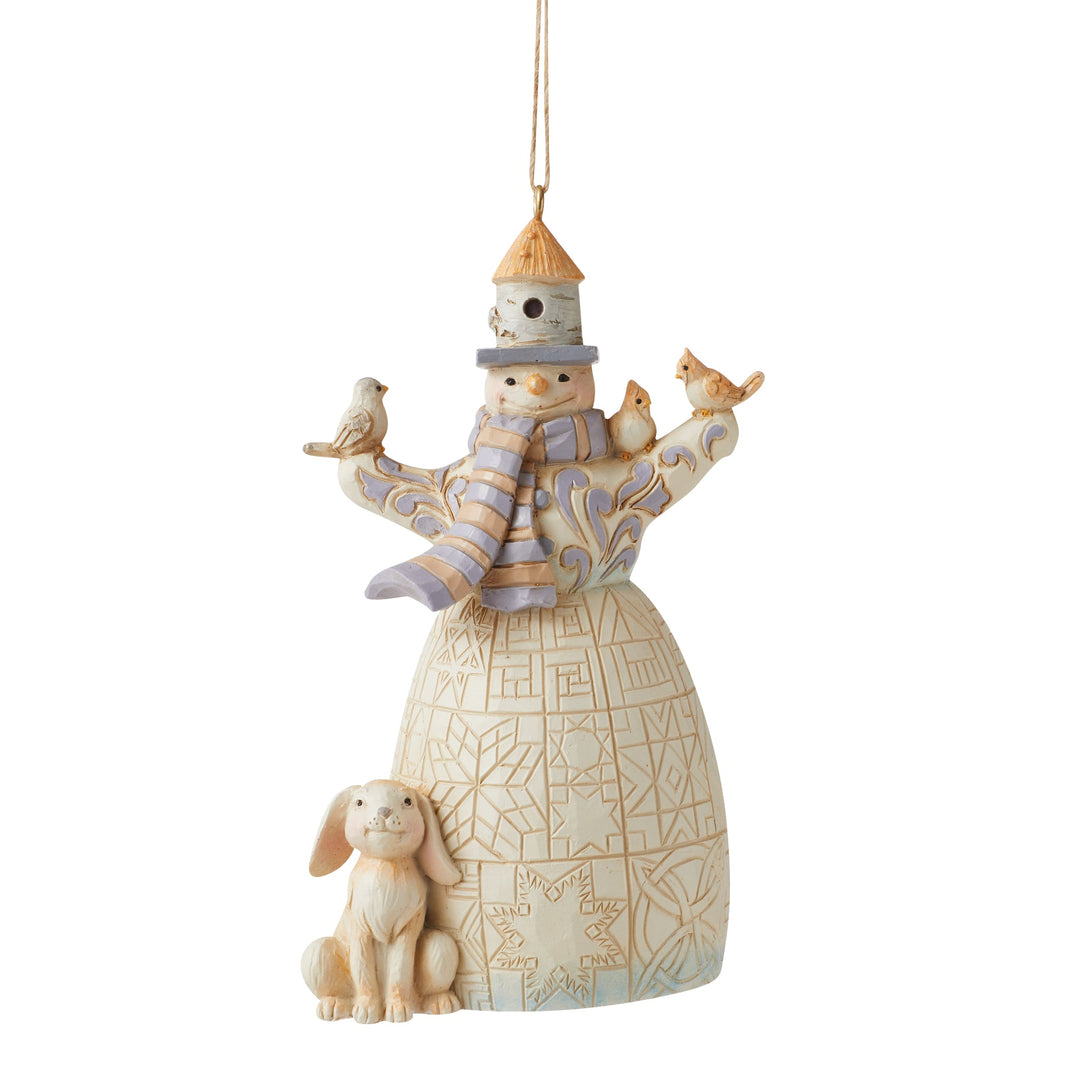 Jim Shore - Heartwood creek 'White Woodland Snowman with Animals Hanging Ornament N' 2022-6011632