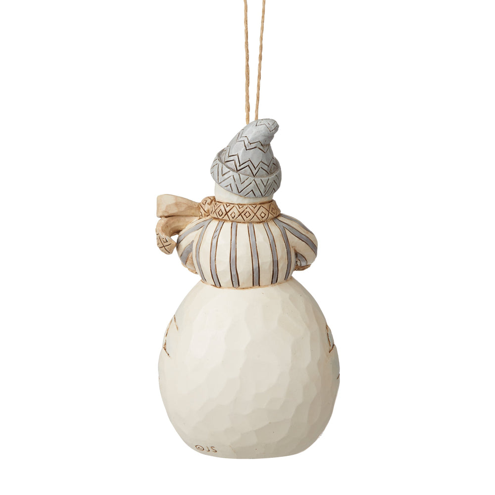 Jim Shore - White Woodland 'Snowman with Bucket & Animals (Hanging Ornament) N' 2021-6008868