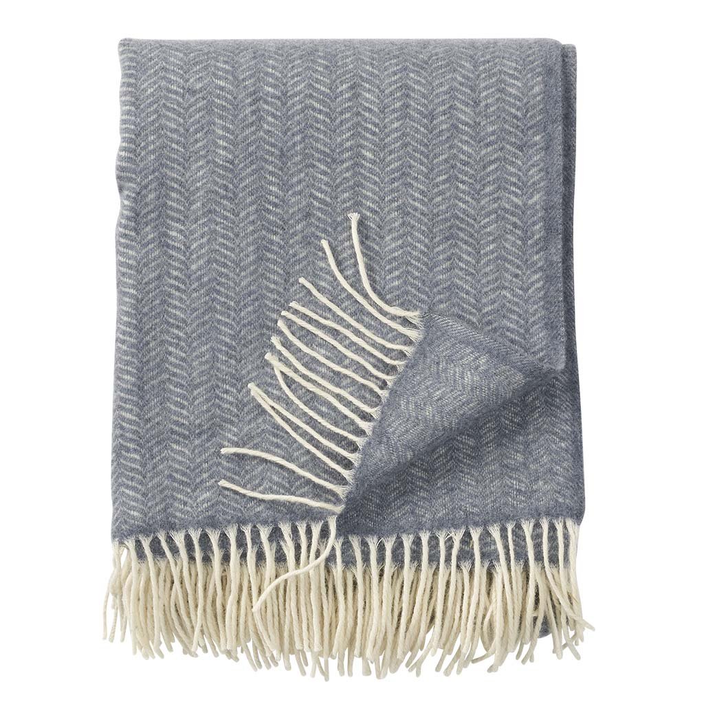 KLI - 211901 - KLIPPAN - Tippy grey mélange, 25% Kaschmir, 75% Merinowolle gewebt Decke, 180x130cm