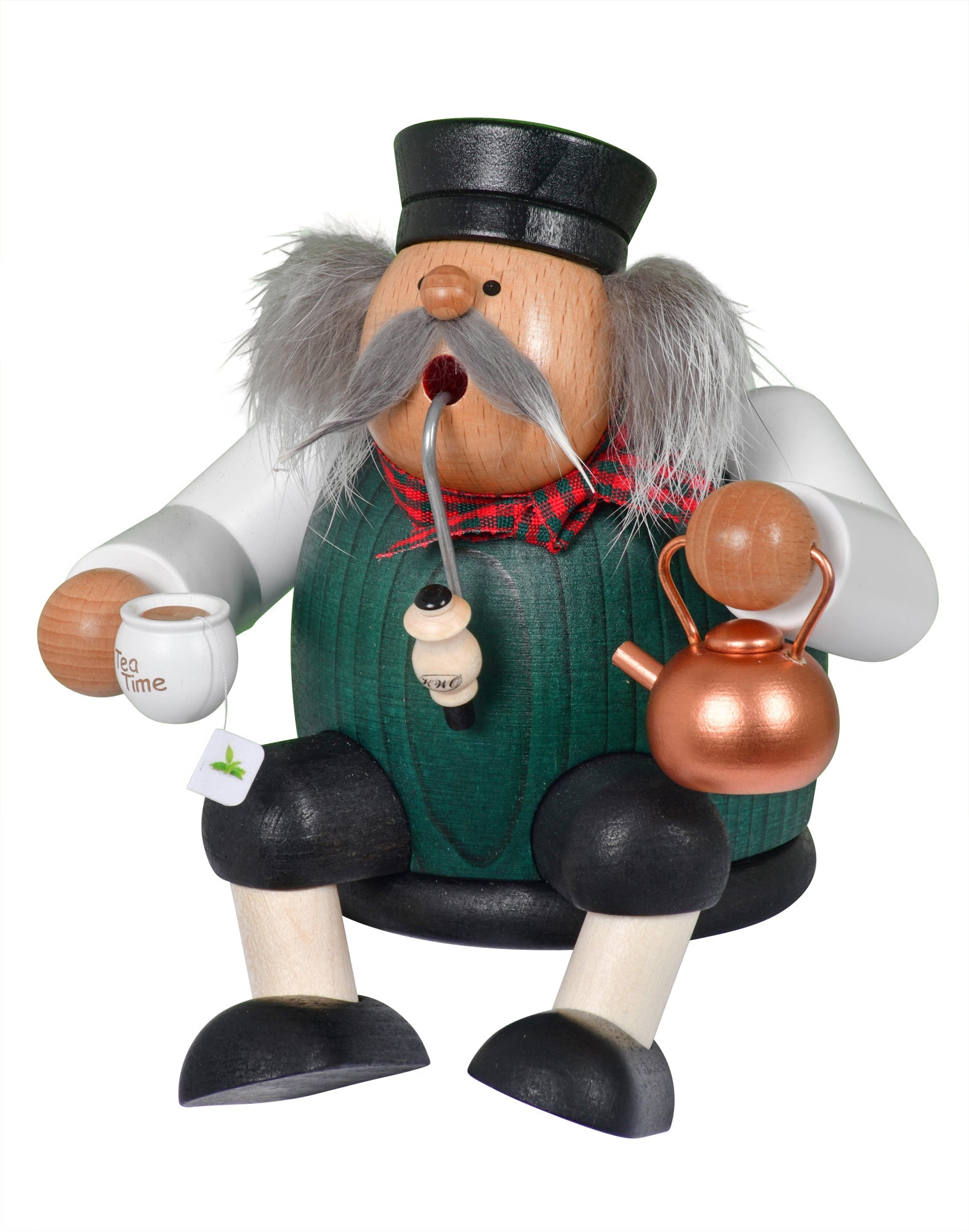 KWO - A21428 - KWO - Räuchermann Kantenhocker Tea Time, Holzkunst, 15cm