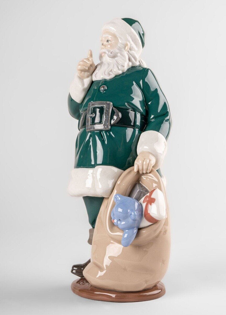 010 - 09687 - LLADRO® Figur 'Der Weihnachtsmann ist da - Santa is here Figurine green 33cm' 01009687