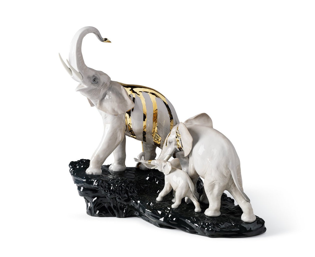 010 - 07235 - LLADRO® Figur »Feier Figur »Elefanten auf Schwarzem Felsen« 01007235