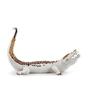 010 - 09542 - LLADRO® Figur »Krokodil weiß - Kupfer - 39 x 68 x 28 cm« 2021 01009542