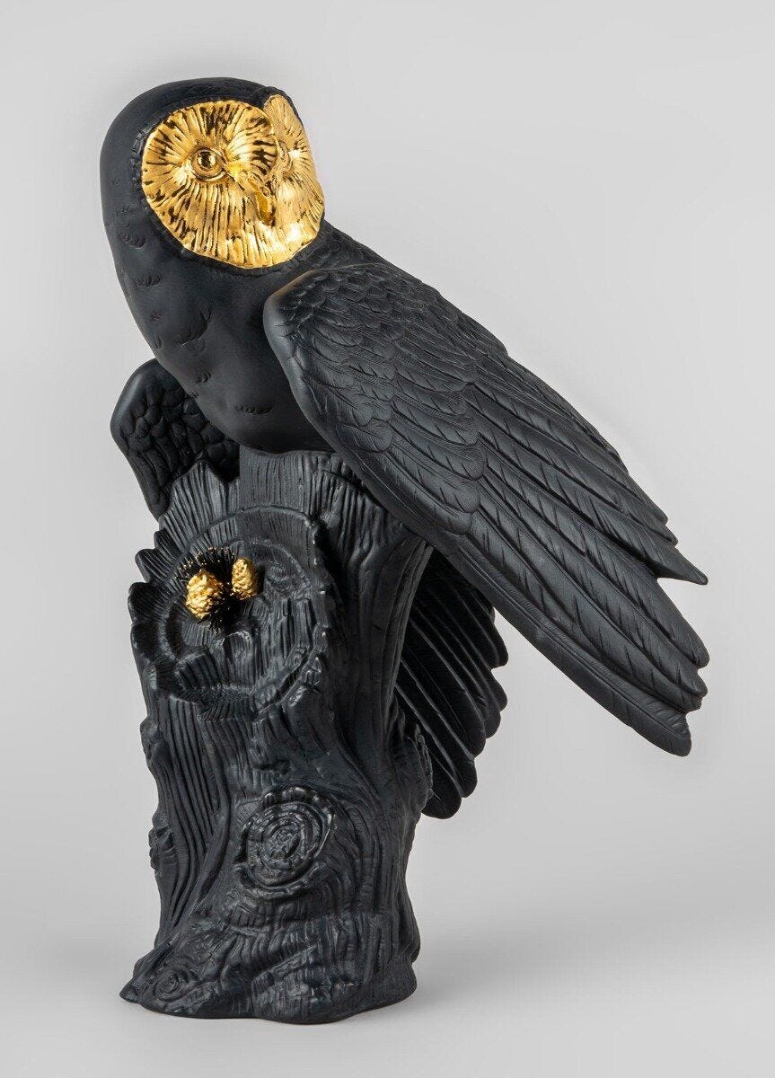 010 - 09692 - LLADRO® Figur Owl - Eule schwarz - gold 41x25x22cm 01009692 2023 limitiert