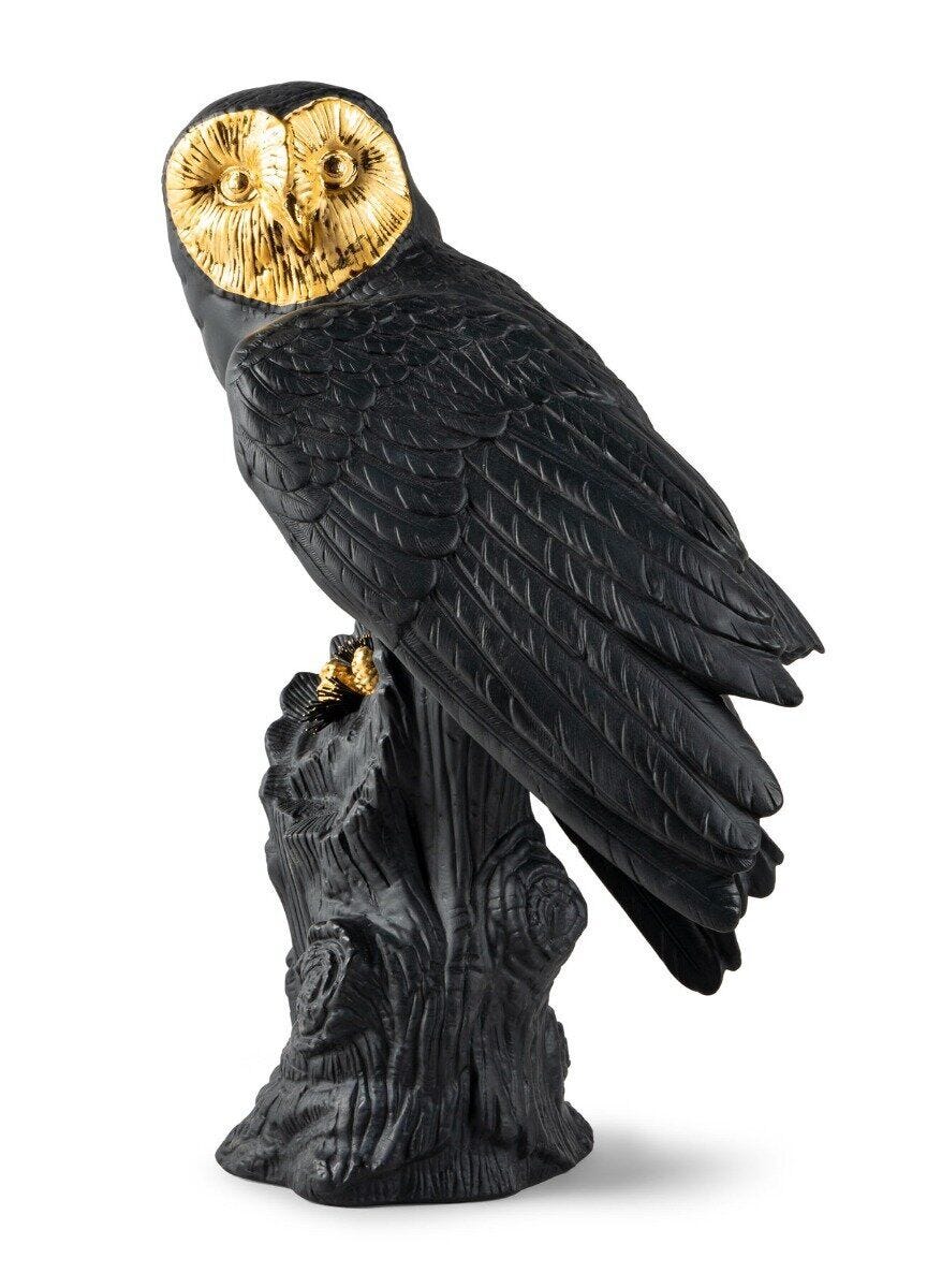 010 - 09692 - LLADRO® Figur Owl - Eule schwarz - gold 41x25x22cm 01009692 2023 limitiert