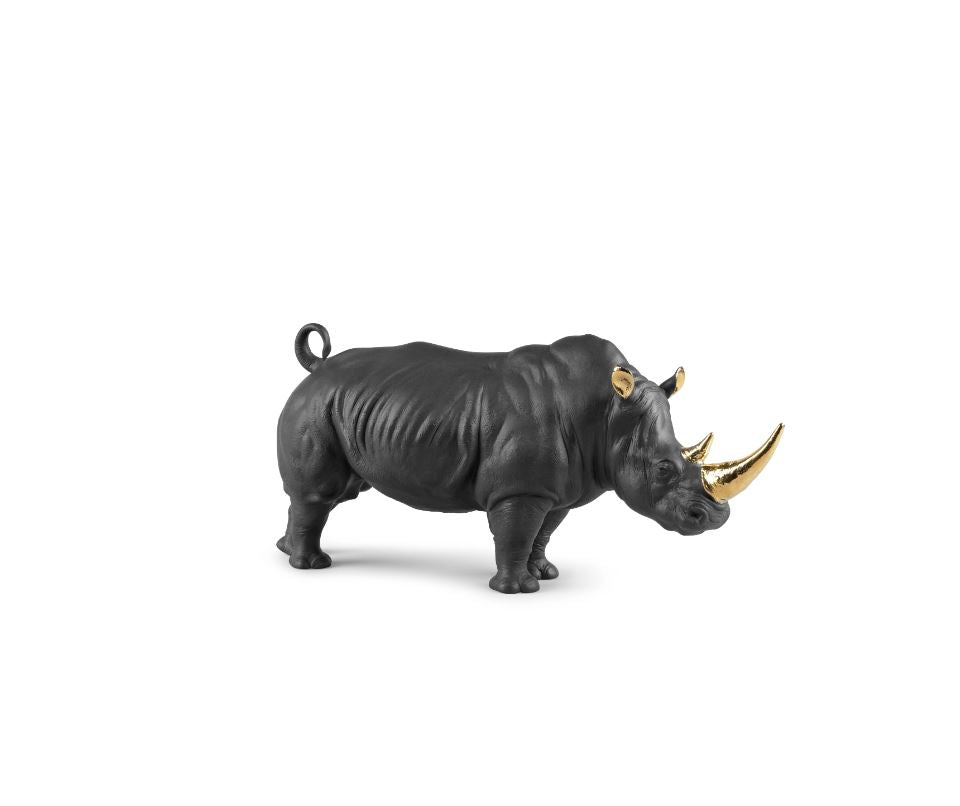 010 - 09595 - LLADRO® Figur »Rhino Nashorn (black - gold) Sculpture. - limitiert auf 1.000 Stück 45cm l« 01009595