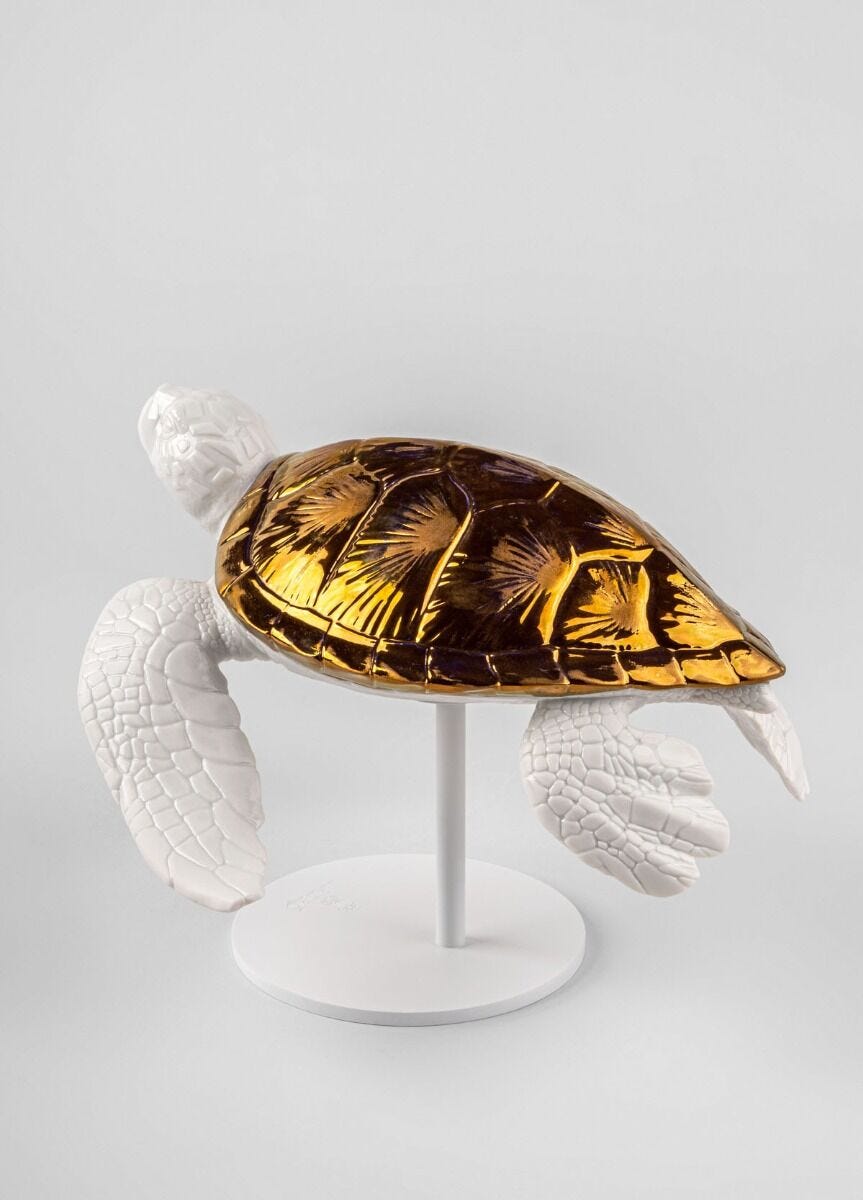 010 - 09597 - LLADRO® Figur »Sea Turtle II (white - copper) Sculpture« 01009597