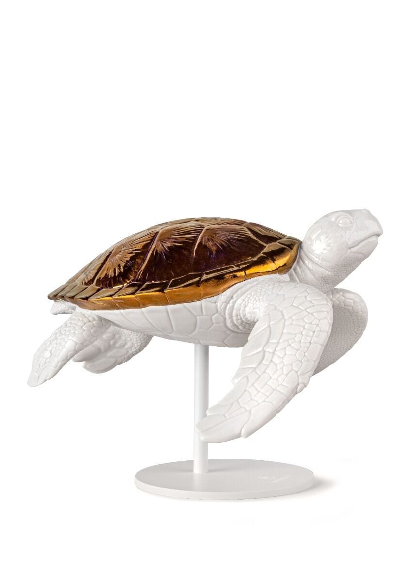010 - 09597 - LLADRO® Figur »Sea Turtle II (white - copper) Sculpture« 01009597