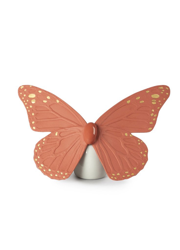 LLADRO® Figur Tiere »Schmetterlingsfigur. Goldglanz & Korallenrot - 9x14cm« 01009453-010-09453