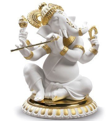 010 - 09277 - LLADRO® Figuren »Ganesha mit Bansuri (Re - deco vergoldet) - Size: 23 X 19 cm« 2017 01009277