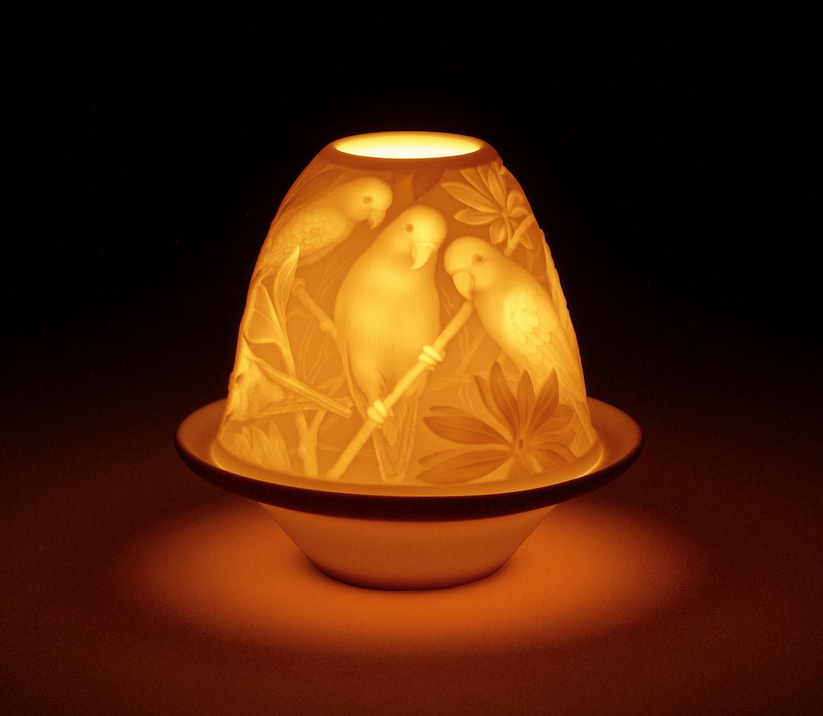 010 - 17305 - LLADRO® »Lithophanie mit Teller Figur »Papageien 9Cm« 01017305