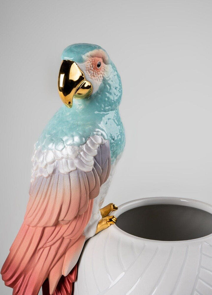 LLADRO® Macaw bird vase - Ara mit Vase rot 56x29x24cm 01009686 2023-010-09686