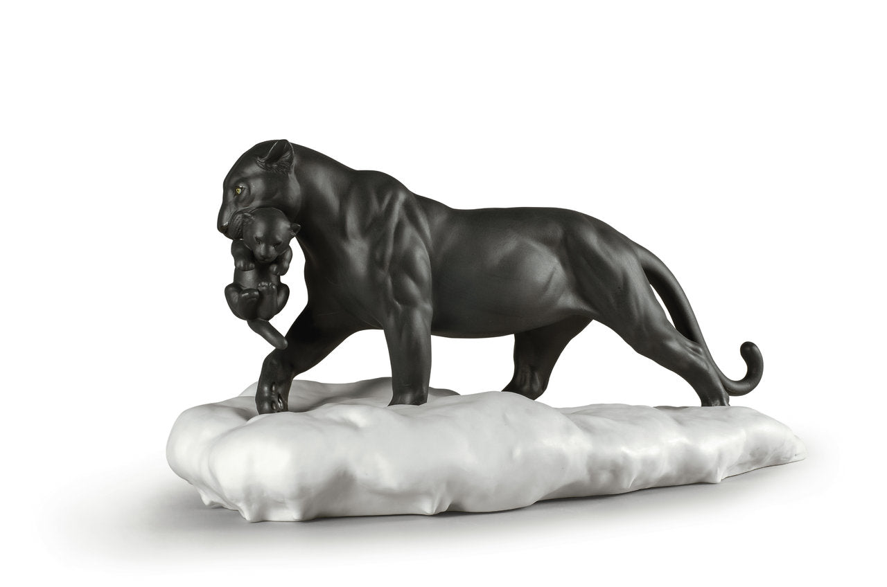 010 - 09382 - LLADRO® Tiere Figur 'Schwarzer Panther mit Welpe' 01009382 01009382