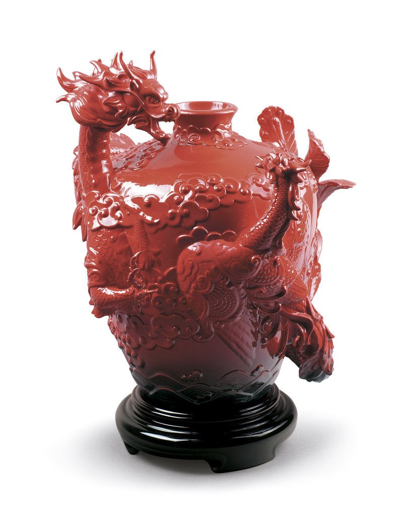 010 - 09289 - LLADRO® VASE »DRAGON & PHOENIX VASE - Size: 32x28 cm « 01009289