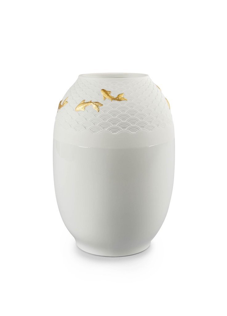 010 - 09462 - LLADRO® Vase 'Koi Vase. Golden luster - 25cm' 01009462