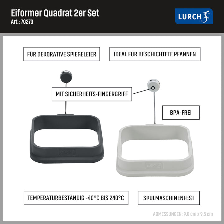 LURCH 'Eierformer Quadrat 2er Set light-/iron grey'-LUR-00070273