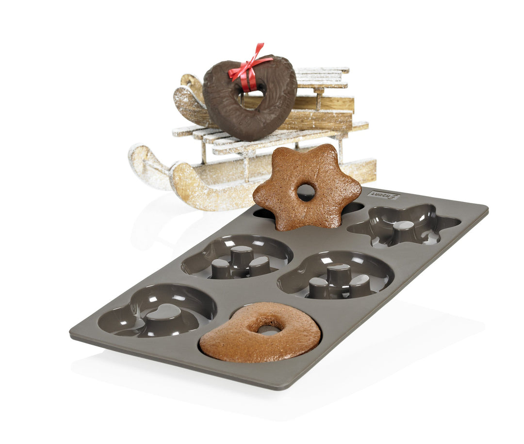 LURCH FlexiForm Lebkuchen Brezeln, Herzen, Sterne 17x30cm braun-L00065033