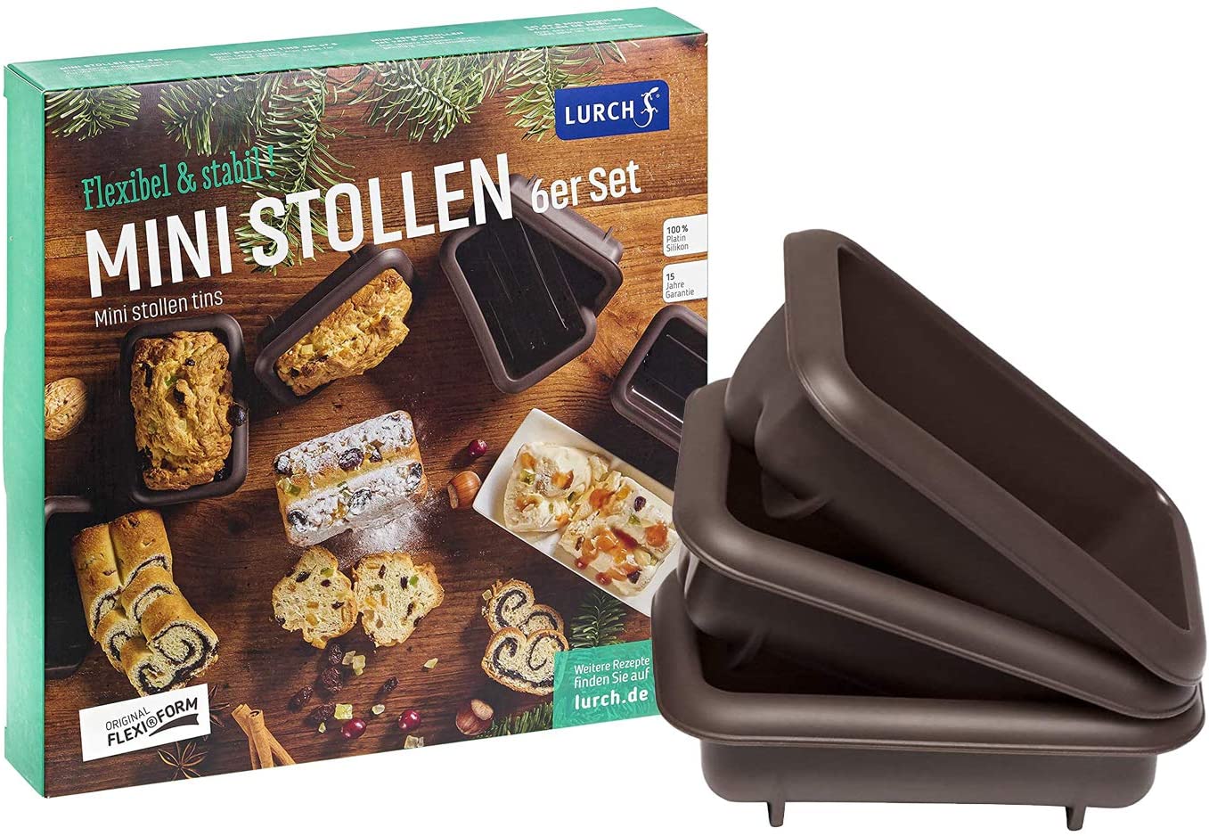 L00085077 - LURCH FlexiForm Mini Stollen 6er Set Silikon braun