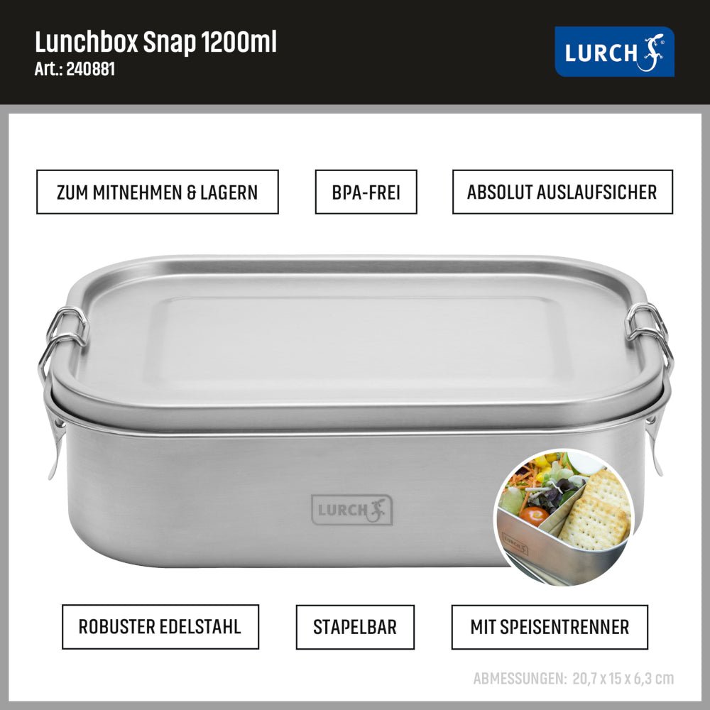LU - 00240881 - LURCH 'Lunchbox Snap Edelstahl, 1200 ml'