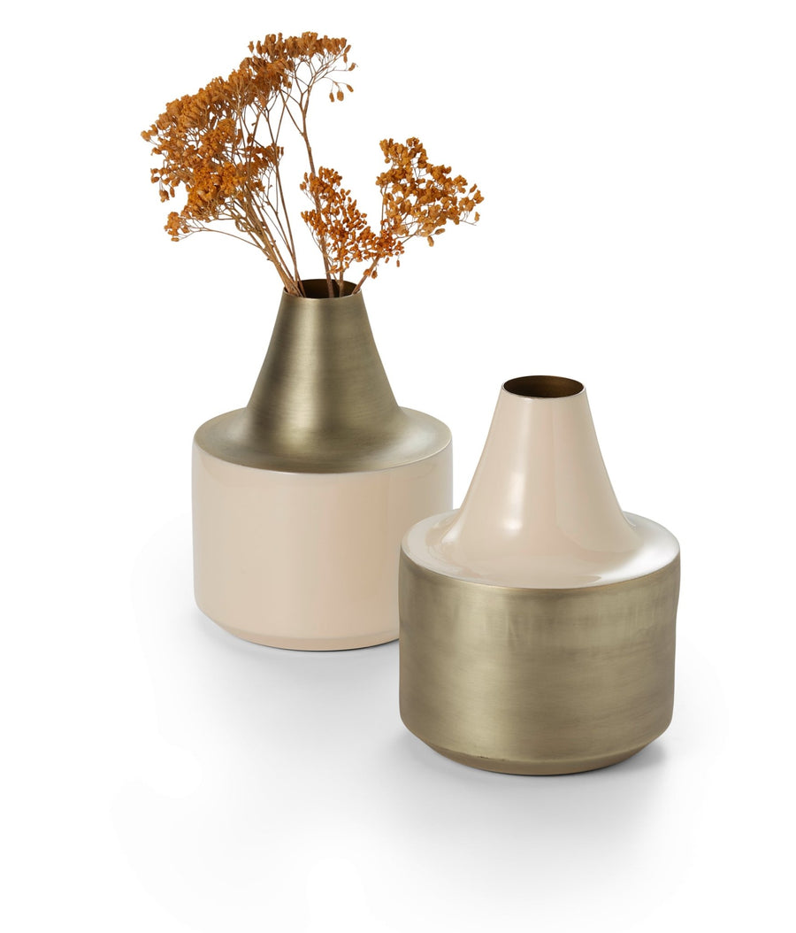 Philippi 'Barbados Vase, Messing, weiß Stahl, emailliert, antik-Messing beschichtet'-PHI-234021