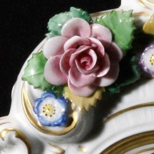 Plaue Porzellan Uhr - Blumen-P108-337-N