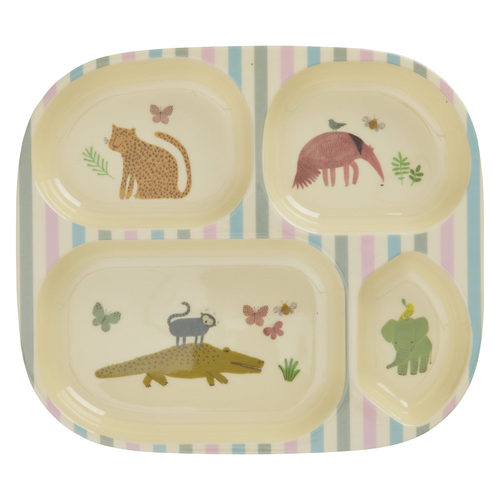 ri - KIPL4 - SWJUNTOTO - rice - Kinder Teller mit 4 Aufteilungen Sweet Jungle Print
