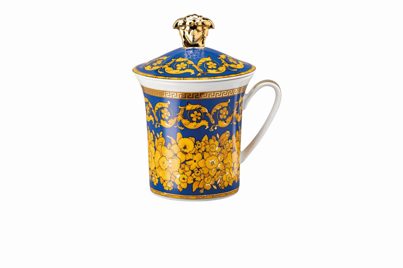 19315 - 409976 - 28700 - Rosenthal Versace 30 Jahre - Becher mit Deckel 'Floralia Blue - 2000'