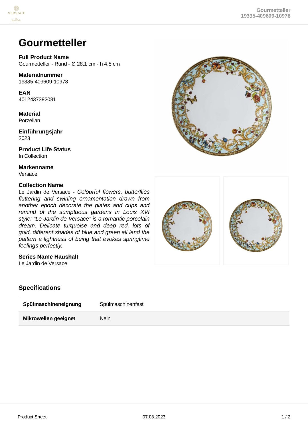 Rosenthal Versace - Le jardin de Versace 'Gourmetteller 28 cm' 2023-19335-409609-10978