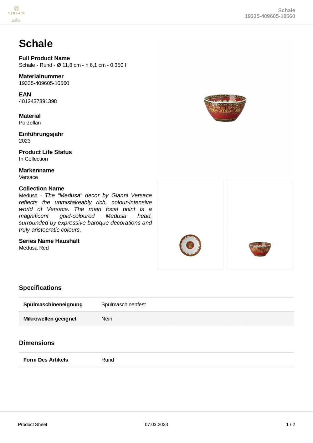 Rosenthal Versace - Medusa 'Bowl 12 cm' 2023-19335-409605-10560
